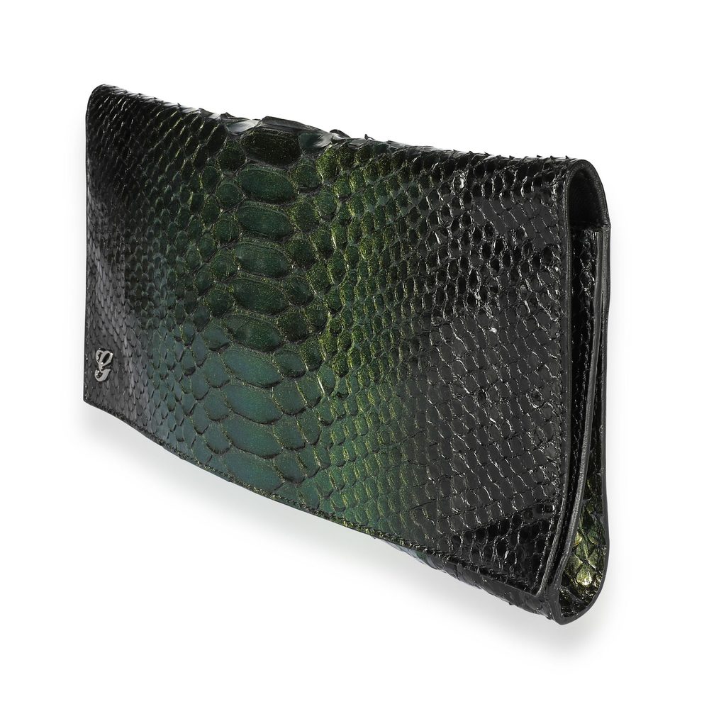 Gucci Green Python Journal Clutch - image 2